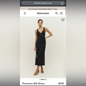 Reformation Provence Silk Dress - Black size L